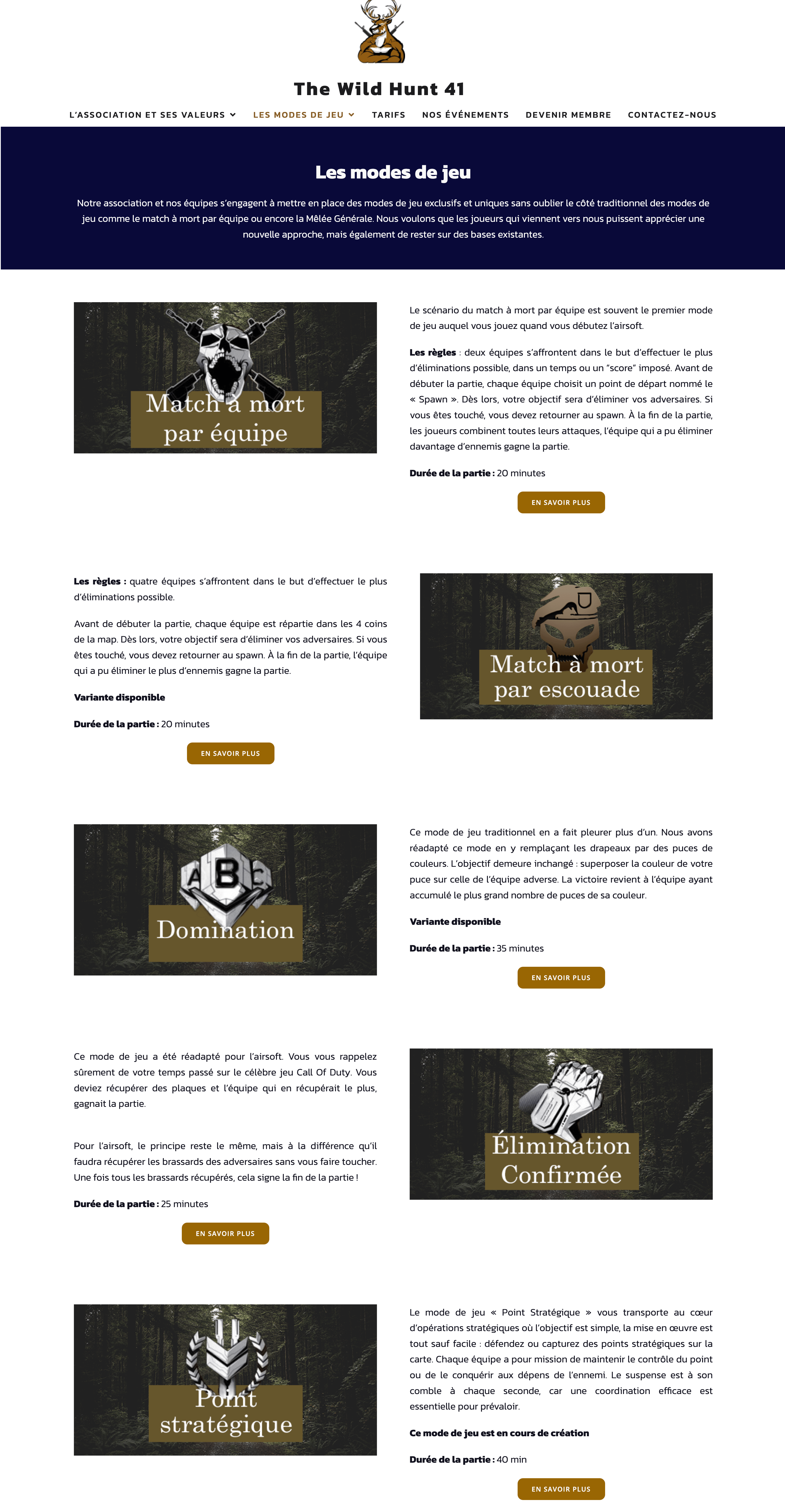 La page : nos modes de jeux